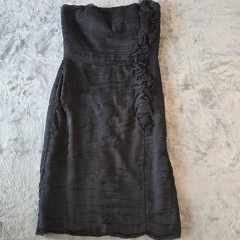 Tadashi Collection Black Strapless Pleated Silk Cocktail Dress Size 12 Elegant