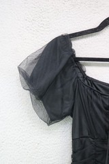 Blashe Black Mesh Off the Shoulders Lace-Up Ruched Bodycon-Small-Goth-Punk Rock