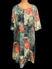 NWT Gorgeous Green Forest Floral Chiffon Layered Multi Wrap Tie Dress MED Easter