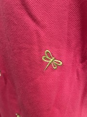 Quacker Factory Embroidered Dragonfly Pink Polo Midi Dress Sz L NEW Hong Kong