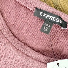 Express Mauve Cotton Polyester Spandex Box Type Puff Sleeves Dress