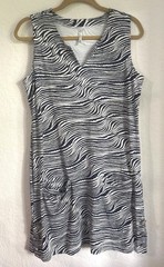 Lulu-B Navy & White Sleeveless Dress With Wave Print Decorative Buttons & Pocket