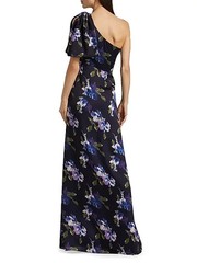 Sachin & Babi Midnight Corsage Chelsea Bow One-Shoulder Gown Dress Size 8 $325