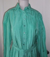 Schrader Sport NY Button Up Chintz Belted Sash Shirt Dress Womens 14 Vintage