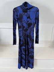 Proenza Schouler White Label Maxi Blue Black Turtleneck Dress. Size XS.