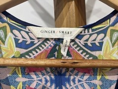 Ginger & Smart Silk Maxi Dress w Pink Bird & Botanical Mandala Kaleidoscope sz 8