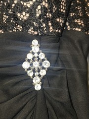 Betsy And Adam Black Lace- Off- The – Shoulder Gown Size 20