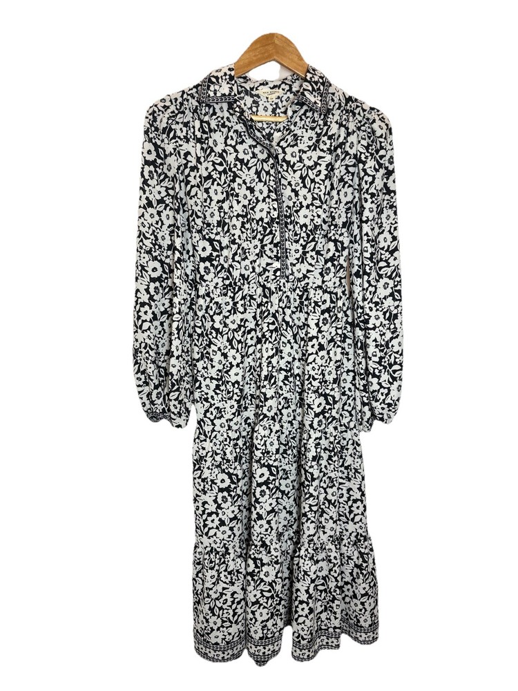 Max Studio White W/ Pattern Size S Floral Maxi Short Sleeve Dress