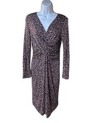 Tory Burch Silk Interlock Twist Dress in Red Confetti Print Size Small Petite
