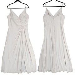 Morilee Bridesmaid Dress Gown sz 20 Women Chiffon Surplice Gathered Waist Silver