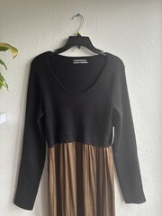 ANTHROPOLOGIE Thea Twofer Sweater Maxi Dress Scoop Neck Black UK 1XL RRP £148