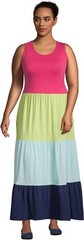 NWT Lands&rsquo; End Womens Multi Color Sleeveless Tiered Midi Dress Cover Up Plus 2X