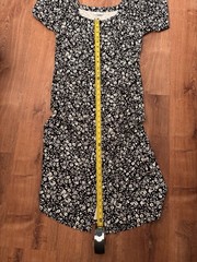 J. Jill Black/White Floral A-Line Knit Midi Dress Stretch Scoop Neck, Size S