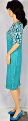 SILK! STÉNAY size 8 aquamarine beads sequins faux pearls dry clean only