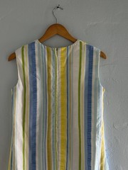 Sleeveless Striped Shift Dress Blue Yellow Green White