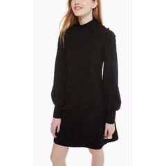 Kate Spade New York Black Mock Neck Puff Sleeve Button Cuff Dress Size S
