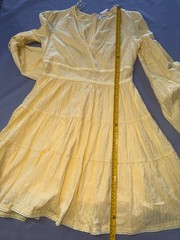 Lost + Wander Yellow V-neck Flared Sleeves Fit & Flare Tier Dress Size M