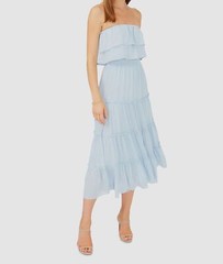 $89 1. State Women&rsquo;s Blue Strapless Smocked Flouncy Tiered Maxi Dress Size M