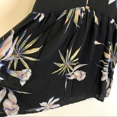 ROXY Floral Print Black Split Neck Shift Dress Boho XS