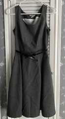 H&M Size 4 Belted Sleeveless A-Line Office Dress Gray Grey Side Zipper Lined GUC