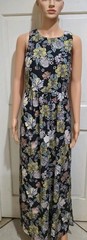 Loft Size 4 Black Floral Print Sleeveless High Waisted Long Dress