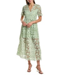 Endless Rose Lace Short Sleeves Midi Dress Women&rsquo;s Green M