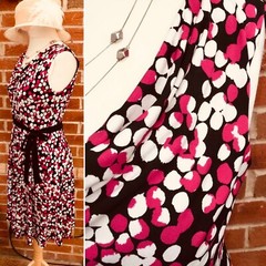 PRECIS Size 12 Black Pink White Dress Stretchy Evening Holiday Summer Excellent