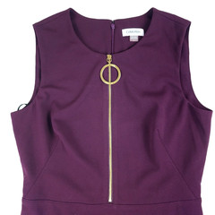 Calvin Klein Logo Ring Front Half Zipper Sheath Dress – Aubergine, Size 6