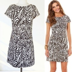 LILLY PULITZER Layton Zebra Shift Dress Medium Brown Zebra Full Entourage Pocket