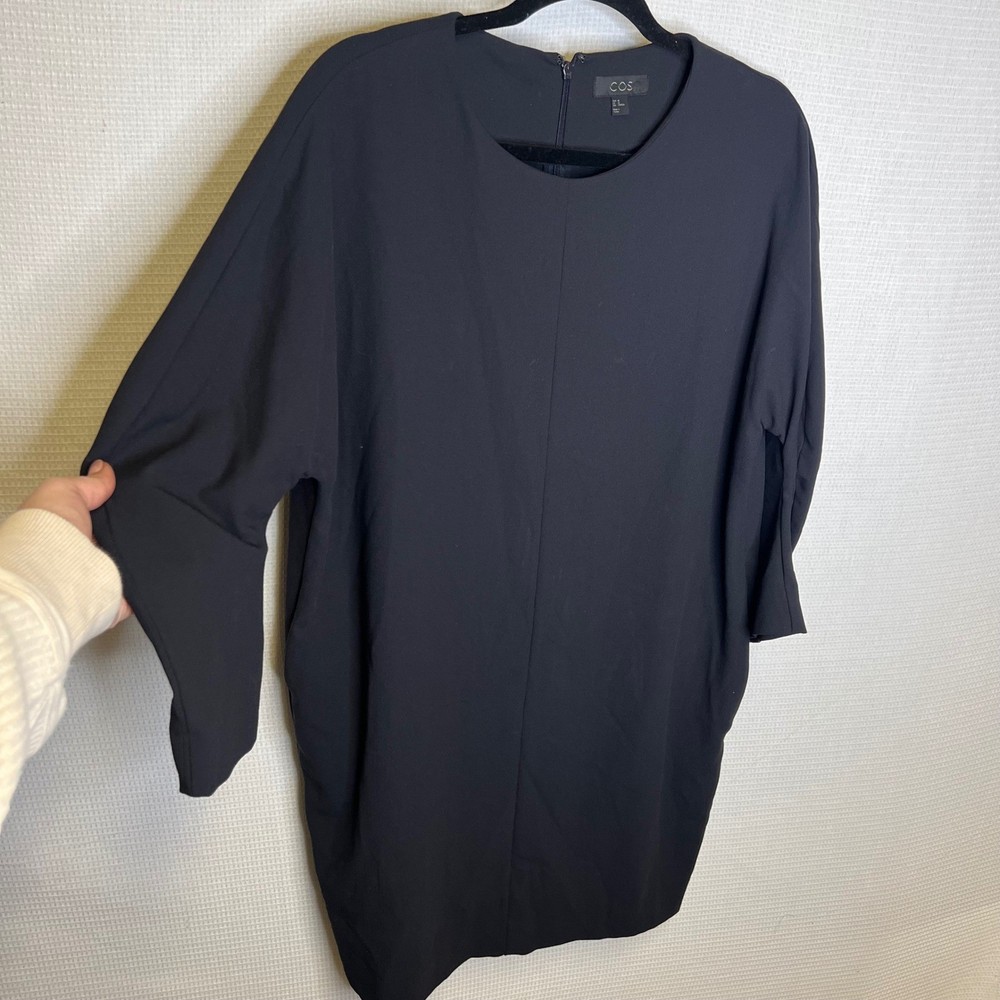 COS Black Batwing Sleeve Shift Dress with Pockets Size US 10 Minimalist LBD
