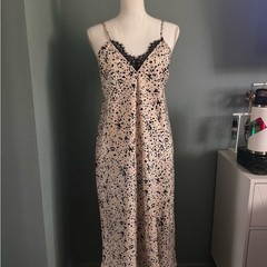 Target A New Day Black and White Patterned Dress XS Dot satin maxi slip dress