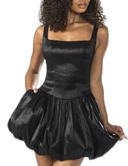 /LX054/ Alex & Sophia Juniors&rsquo; Square-Neck Bubble-Hem Dress Black Sz 9/10 $79.50