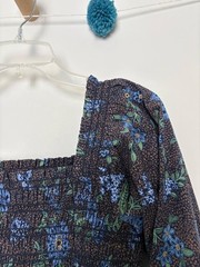 Summersalt Countryside Poplin Smocked Midi Dress Rustic Floral In Midnight