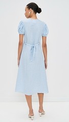 NWT SLEEPER The Genus Rosa Linen Blend Gingham Midi Dress in Blue Vichy Sz XL