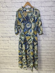 Printfresh High Horse Devon Dress Blue Multi Size L Rare Equestrian Cotton Dress