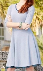 NEW Matilda Jane Fit & Flare XL Between The Lines Dress Blue White Stripe Tulle