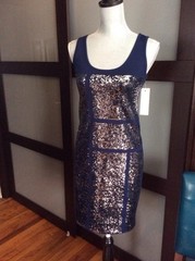 NWT CLUNY Pieced Sequin Ponte Sheath,SZ 8,MSRP 388.00