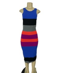NEW Express Medium Women Pullover Tank Top Dress Striped Multicolor K10-12