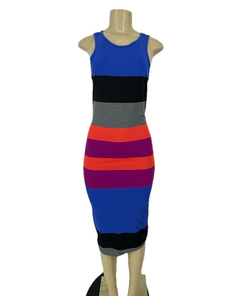 NEW Express Medium Women Pullover Tank Top Dress Striped Multicolor K10-12