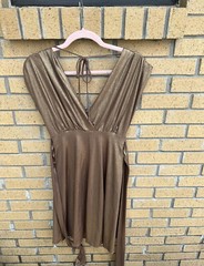 New Formal Glistening Sleeveless Bronze Fit & Flare Dress