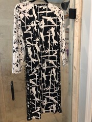 BCBG MAX AZRIA Black White Combo Adele Printed Wrap Dress M Medium $198