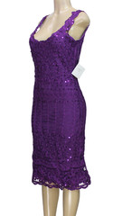 Kroshetta by Papillon Sequin Lace Cocktail Dress Sleeveless Purple Lined Size XL