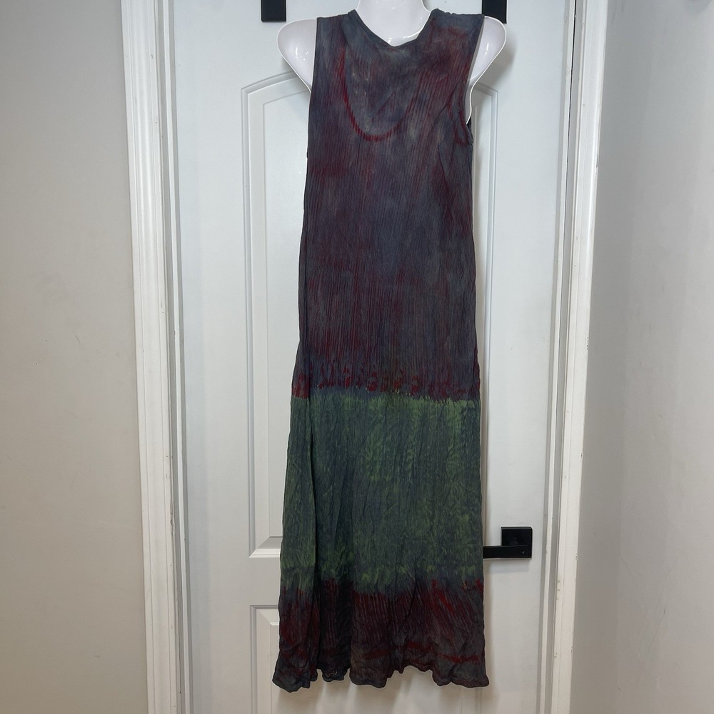 India Boutique Boho Y2K Maxi Dress OS Embroidered Tie Dye Hippie Festival