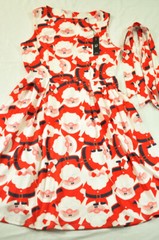 women&rsquo;s Ouges Christmas Santa dress size medium red white sleeveless Santa faces