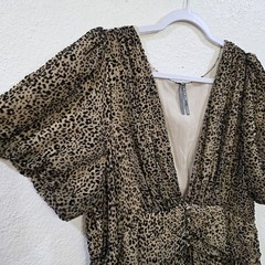Anthropologie Katerina Button Front Maxi Dress Size 18W Leopard Velvet V Neck