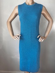 NWT St. John collection Blue Aquamarine knit Dress Women&rsquo;s Size L fits 10/12