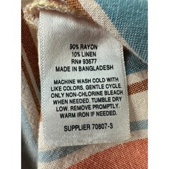 a.n.a. Linen Blend Midi Striped House Dress Backless Cut-Out Patch Pockets MED