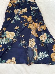 NWT Blue Floral Satin Cocktail Dress SZ Medium Evening Midi Dress W/ Side Slit