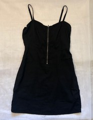 Theory Linen Spaghetti Strap Front Zipper Mini Black Dress size 12
