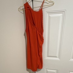 Free People Orange Solid Knit V-Neck Sleeveless Stretch Pullover Dress Size S